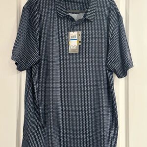 PGA Tour Navy Geometric Print Polo